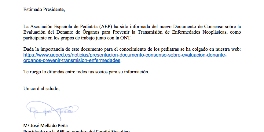 Presentación del Documento de Consenso sobre la Evaluación del Donante de Órganos para Prevenir la Transmisión de Enfermedades Neoplásicas