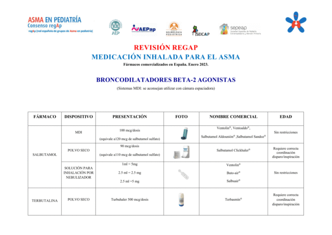 Revisión REGAP: medicación inhalada y cámaras de inhalación para el asma